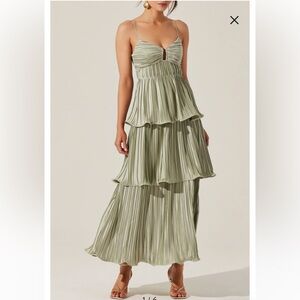 Lupin Plissé Sleeveles Tiered Maxi Dress